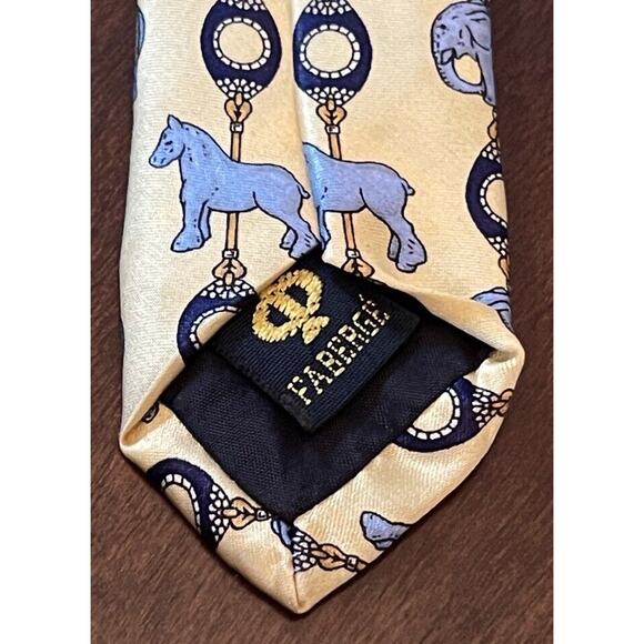 Faberge Gold Blue Hand Made 100% Silk Made In China Elephant Pony Print - Picture 7 of 9